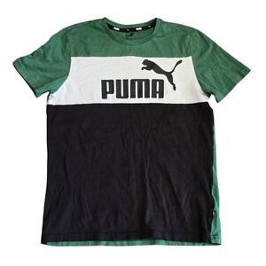 Puma Green & Black Short Sleeve Crew Neck Graphic T Shirt Comfort Active Top
